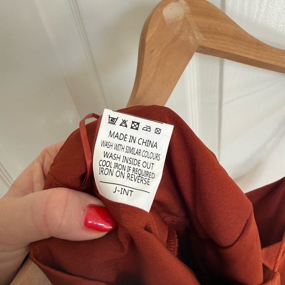 ShowPo. Terra Cotta Elegant Rust Satin Maxi Dress Size 6 Made in Australia - Picture 6 of 7